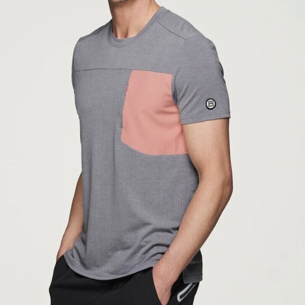Avalanche Men’s Axel Tee Gray  W/Coral Zippered Chest Pocket NWT Sz M